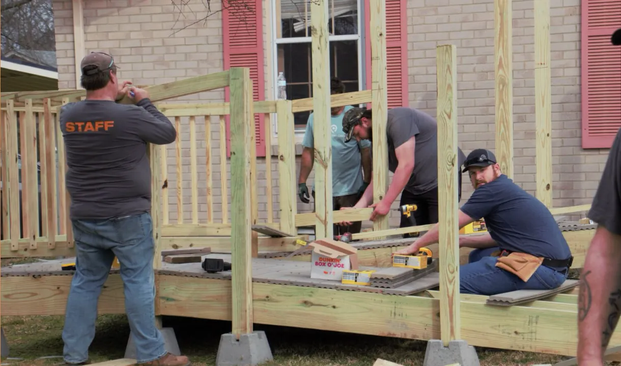 Volunteers on a service project
